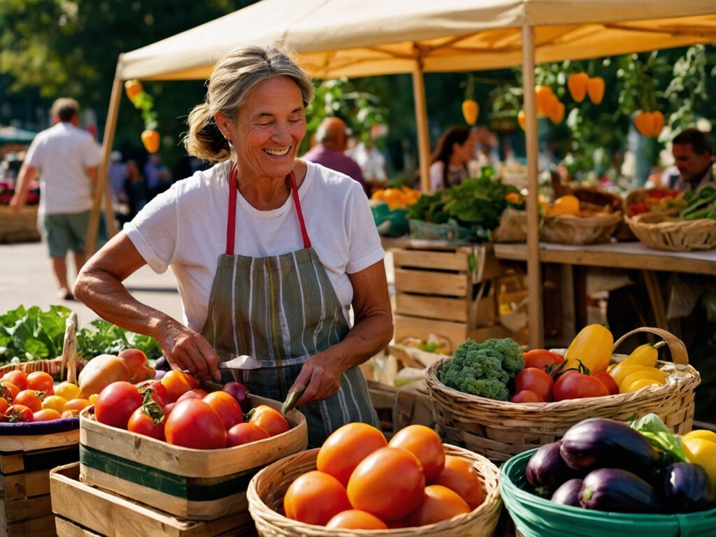Colorful Farmers Market Produce Display – free AI stock image
