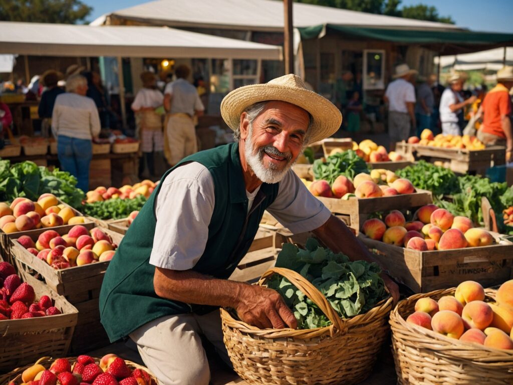 Colorful Farmers Market with Fresh Produce – free AI stock image