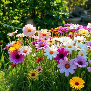 Colorful Floral Symphony in Blooming Garden – free AI stock image