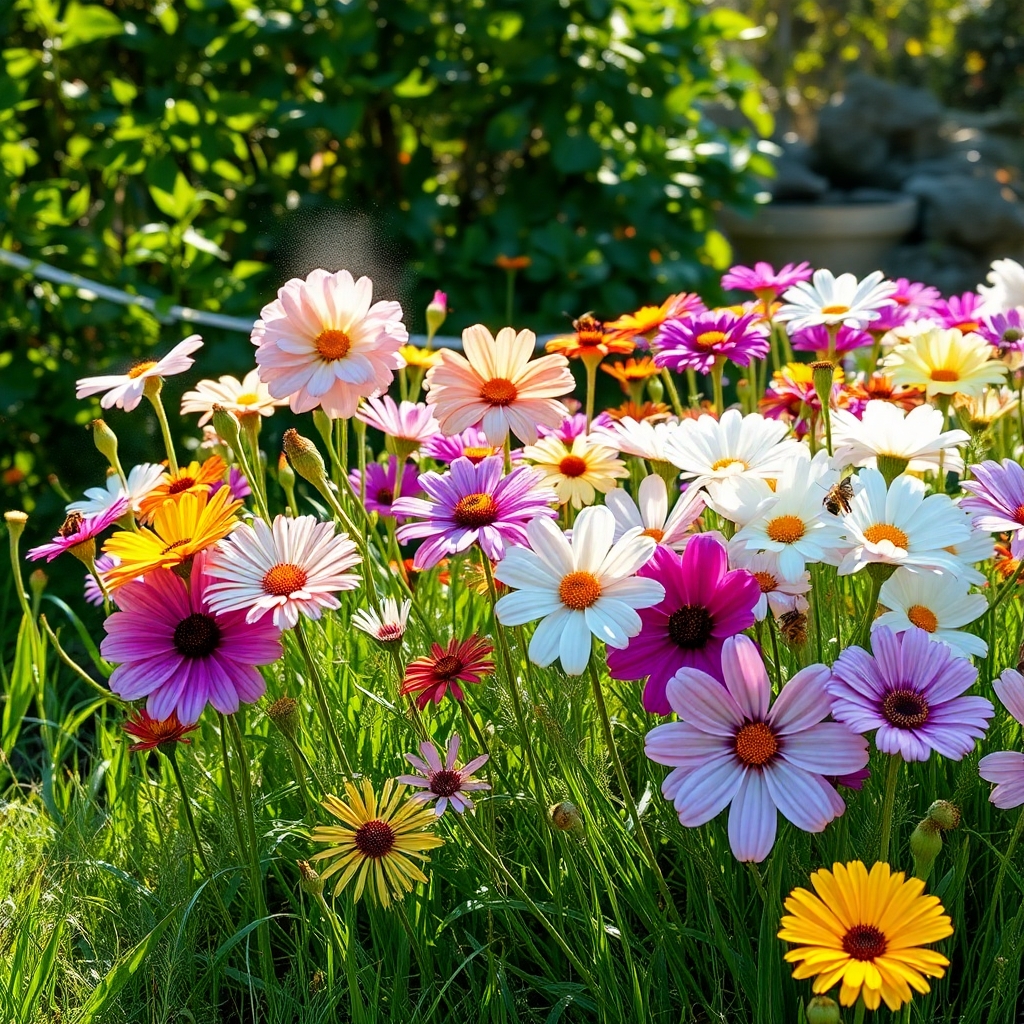 Colorful Floral Symphony in Blooming Garden – free AI stock image