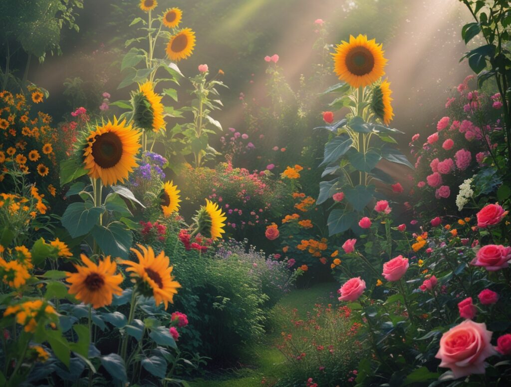 Colorful Flower Garden in Television Show – free AI stock image