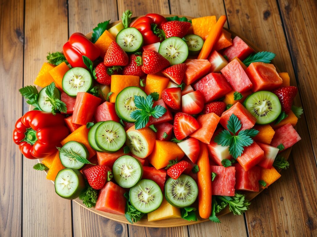 Colorful Food Platter with Fresh Ingredients – free AI stock image
