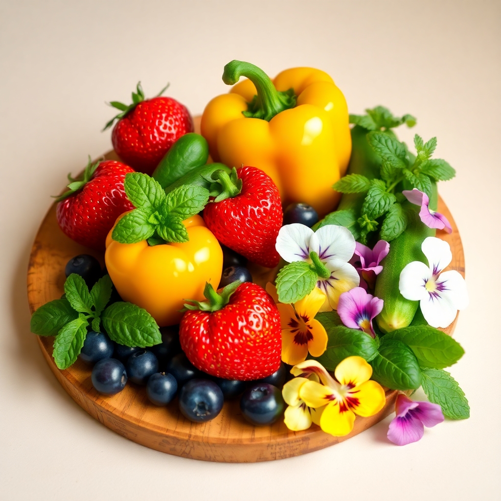 Colorful Fruit and Vegetable Spread – free AI stock image
