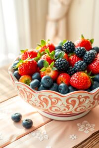 Colorful Fruit Bowl with Fresh Berries – free AI stock image