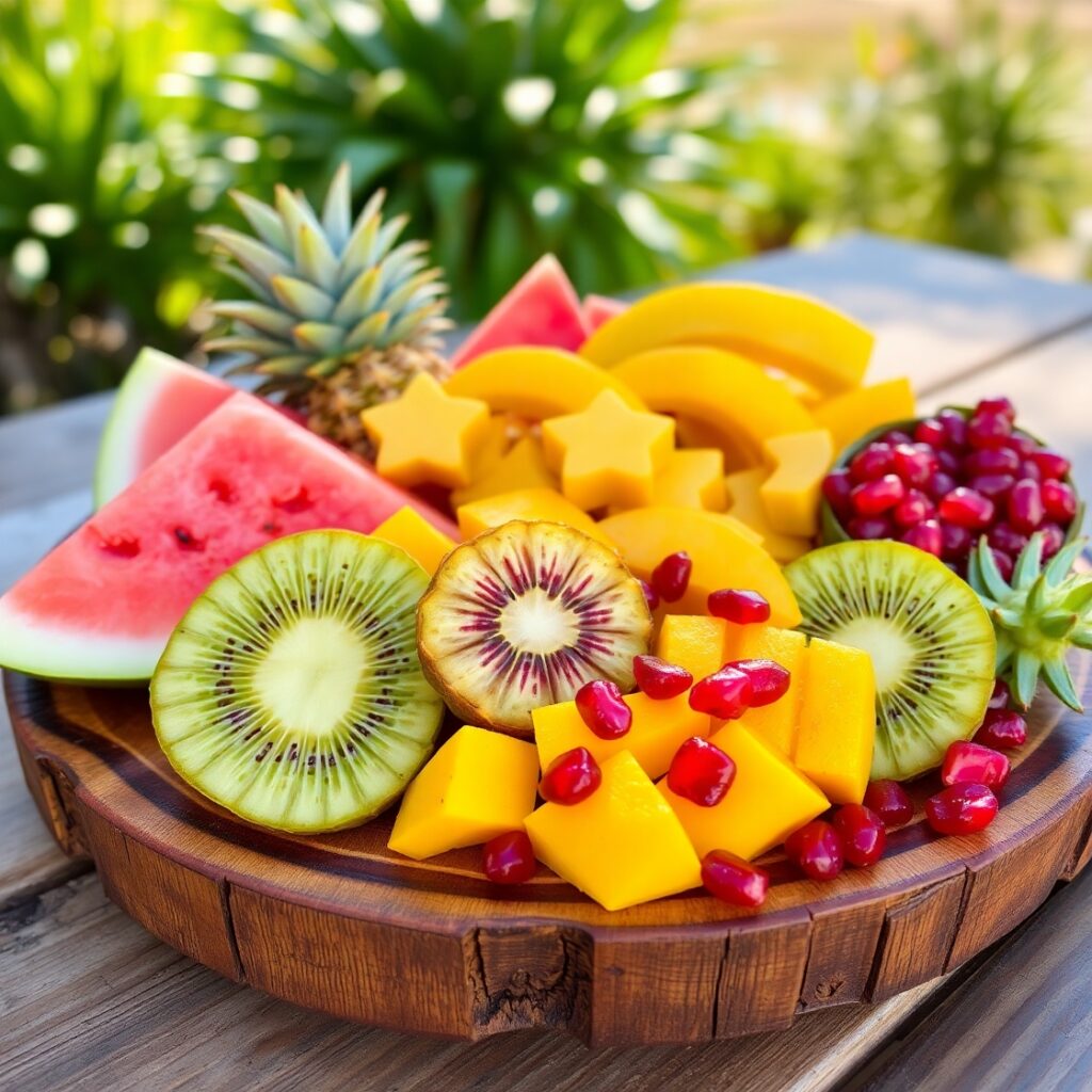 Colorful Fruit Platter with Exotic Delights – free AI stock image