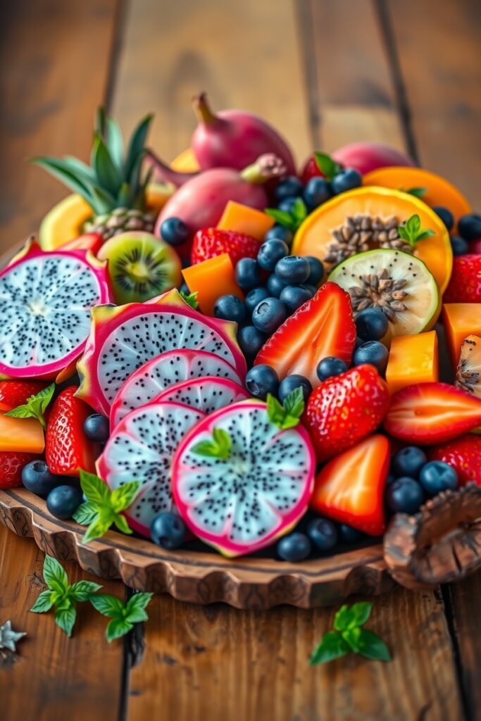 Colorful Fruit Platter with Exotic Varieties – free AI stock image