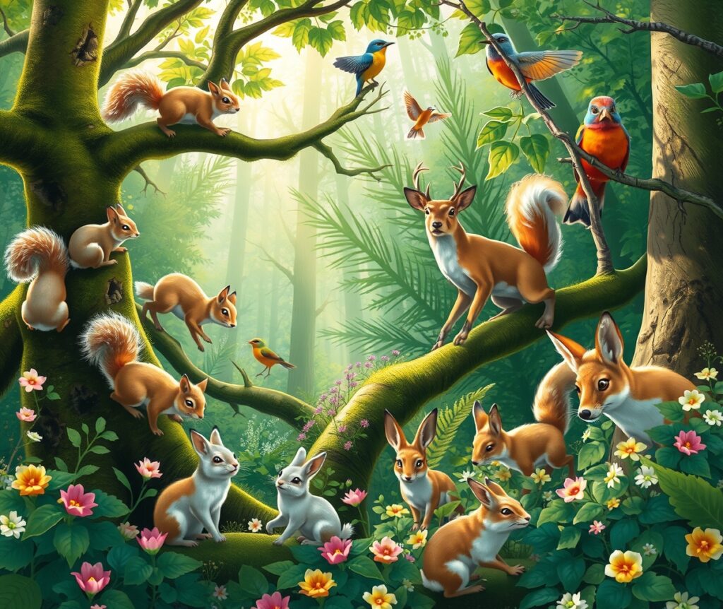 A Colorful Gathering of Forest Animals – free AI stock image