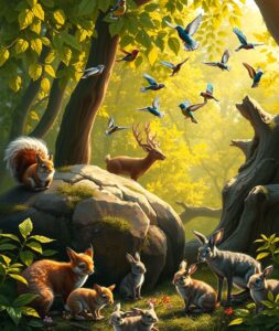 A Colorful Gathering of Forest Animals – free AI stock image