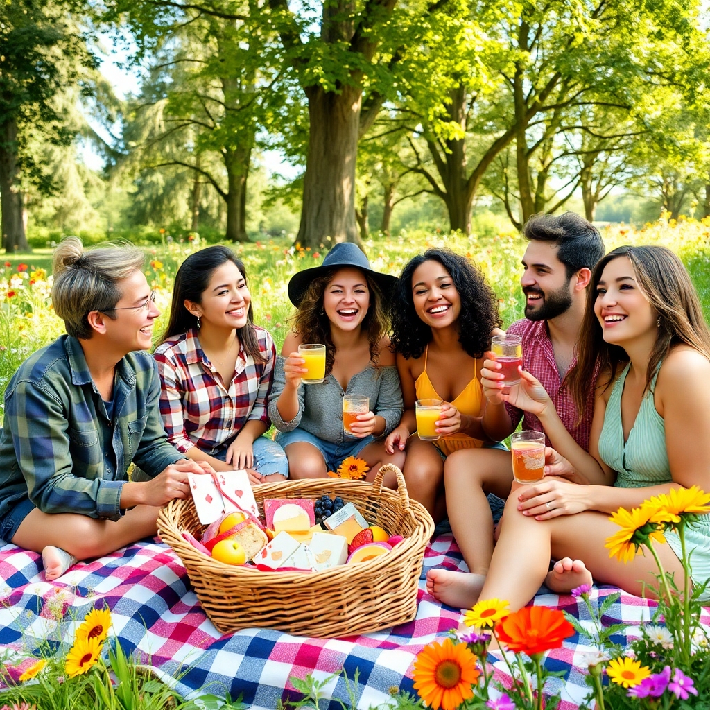 A Colorful Gathering of Friends Outdoors – free AI stock image
