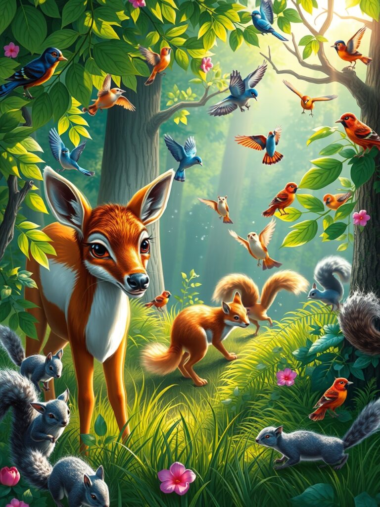 A Colorful Gathering of Forest Animals – free AI stock image