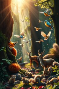 A Colorful Gathering of Forest Animals – free AI stock image
