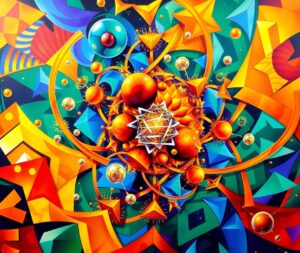 Colorful Geometric Interplay in Motion – free AI stock image