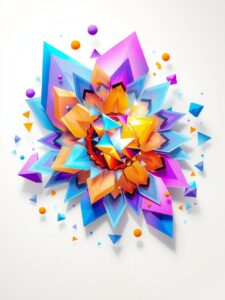 Colorful Geometric Shapes in Fluid Motion – free AI stock image