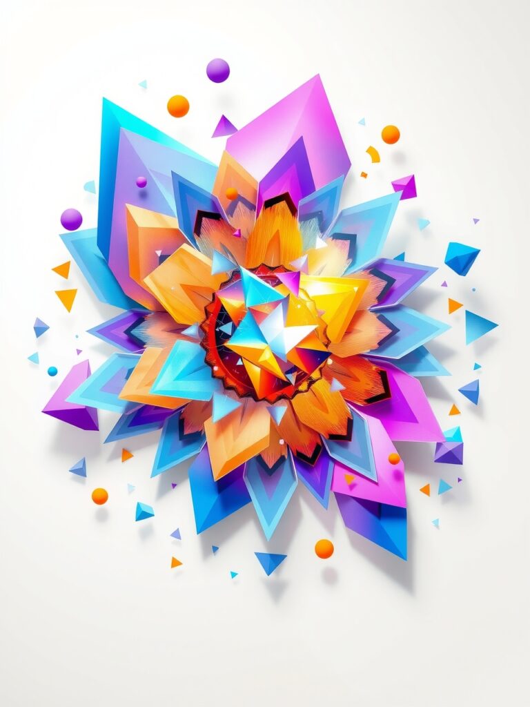 Colorful Geometric Shapes in Fluid Motion – free AI stock image