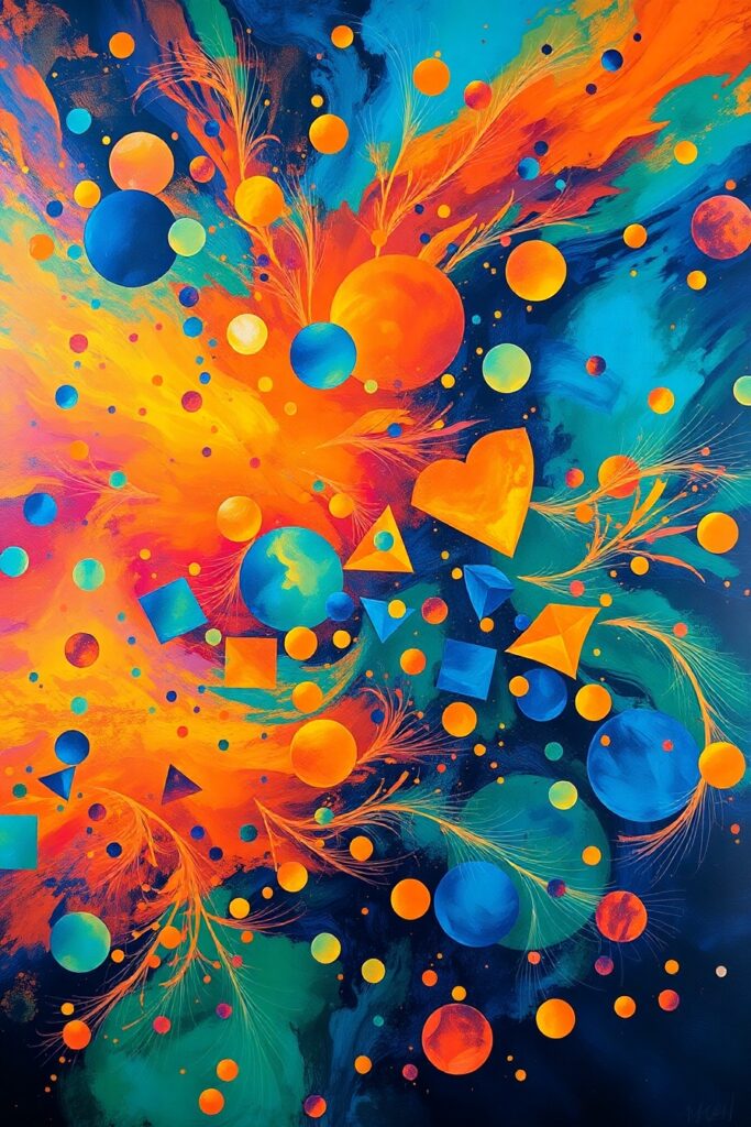 Colorful Geometric Shapes in Motion – free AI stock image