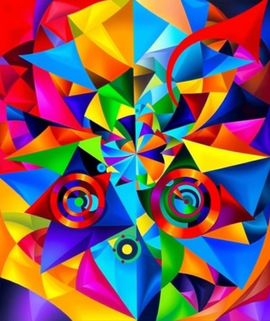 Colorful Geometric Shapes in Motion – free AI stock image