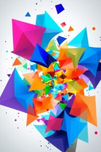 Colorful Geometric Shapes in Motion – free AI stock image