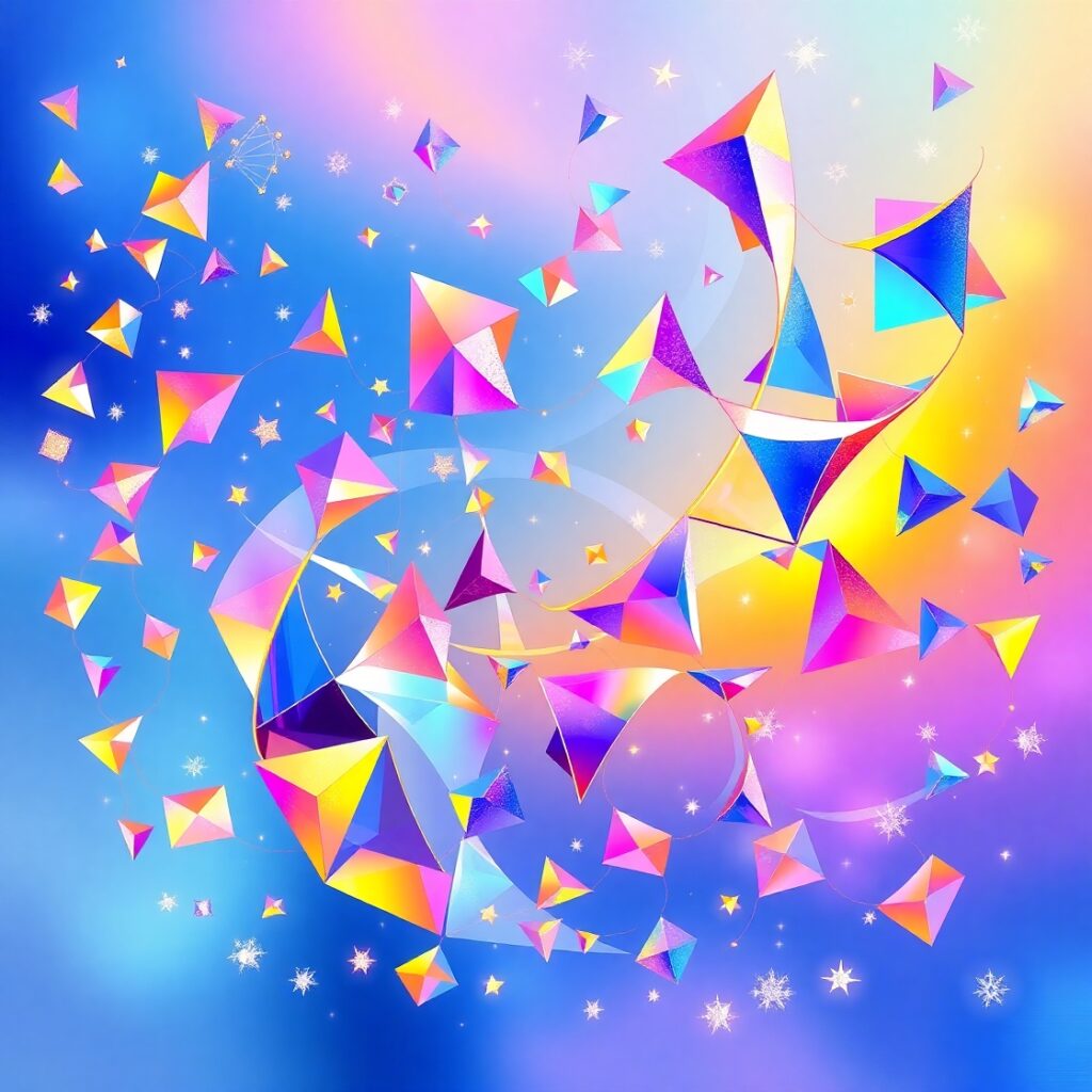Colorful Geometric Shapes in Motion – free AI stock image