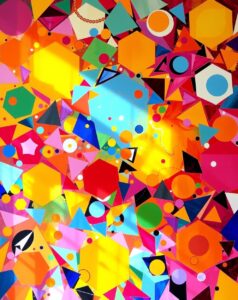Colorful Geometric Shapes in Motion – free AI stock image