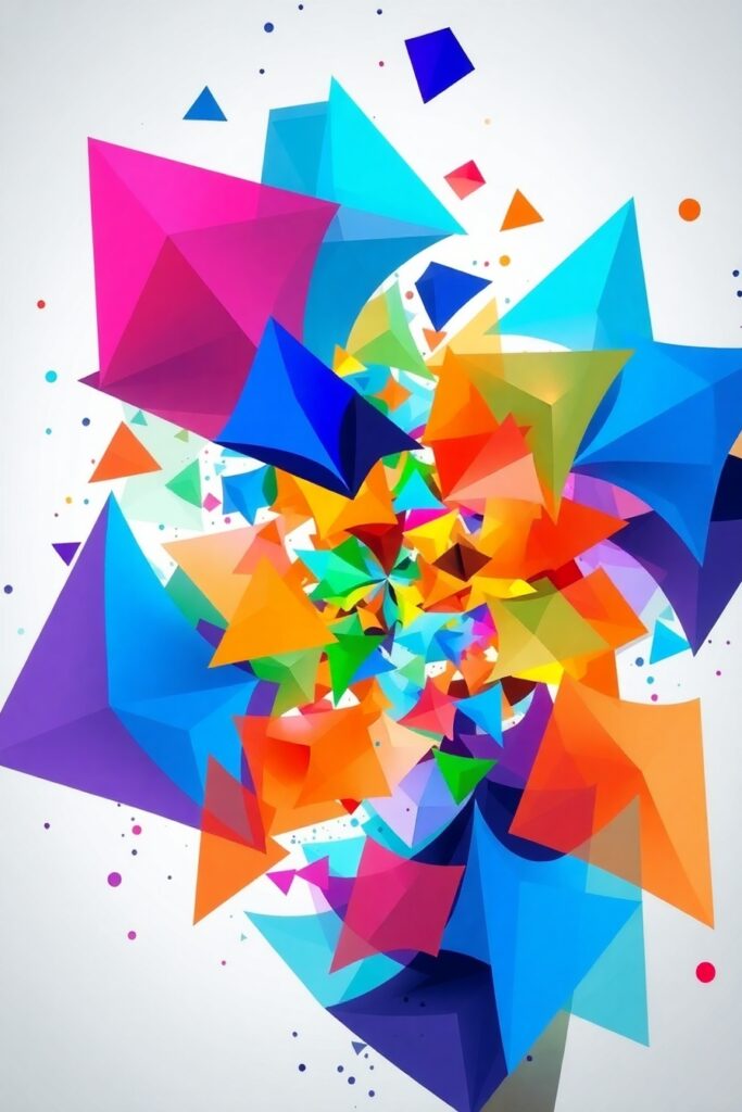Colorful Geometric Shapes in Motion – free AI stock image