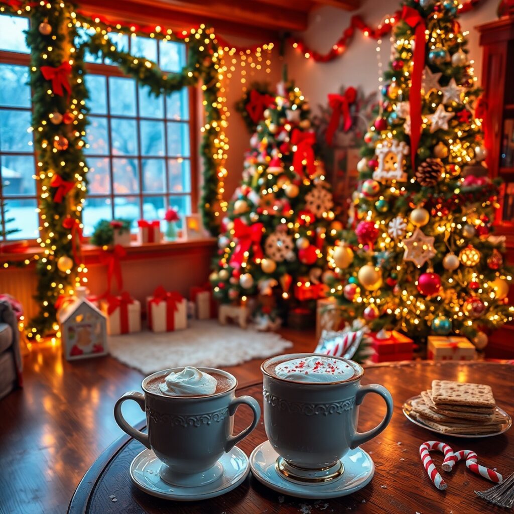 Colorful Holiday Decorations and Festive Atmosphere – free AI stock image