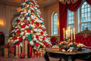 Colorful Holiday Decorations and Gifts – free AI stock image