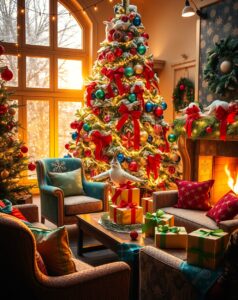 Colorful Holiday Decorations and Lights – free AI stock image