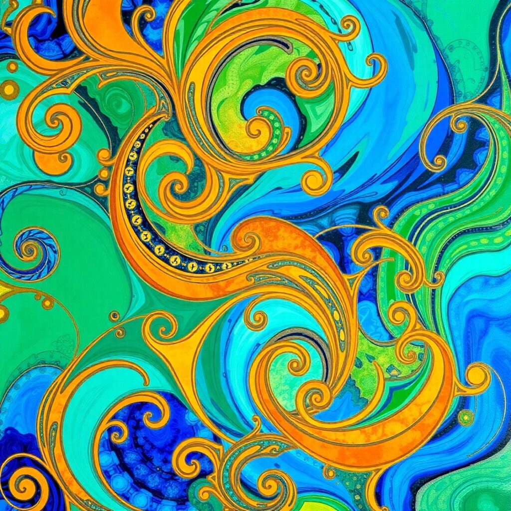 Colorful Interplay of Abstract Shapes and Lines – free AI stock image