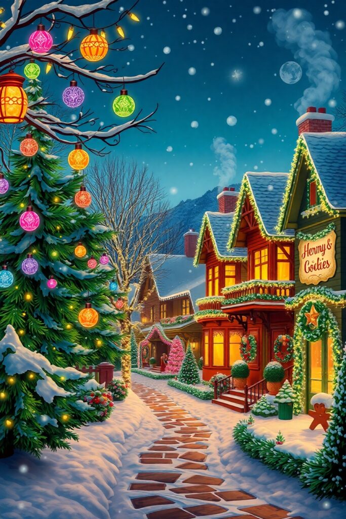 Colorful Lights and Decorations for Holidays – free AI stock image