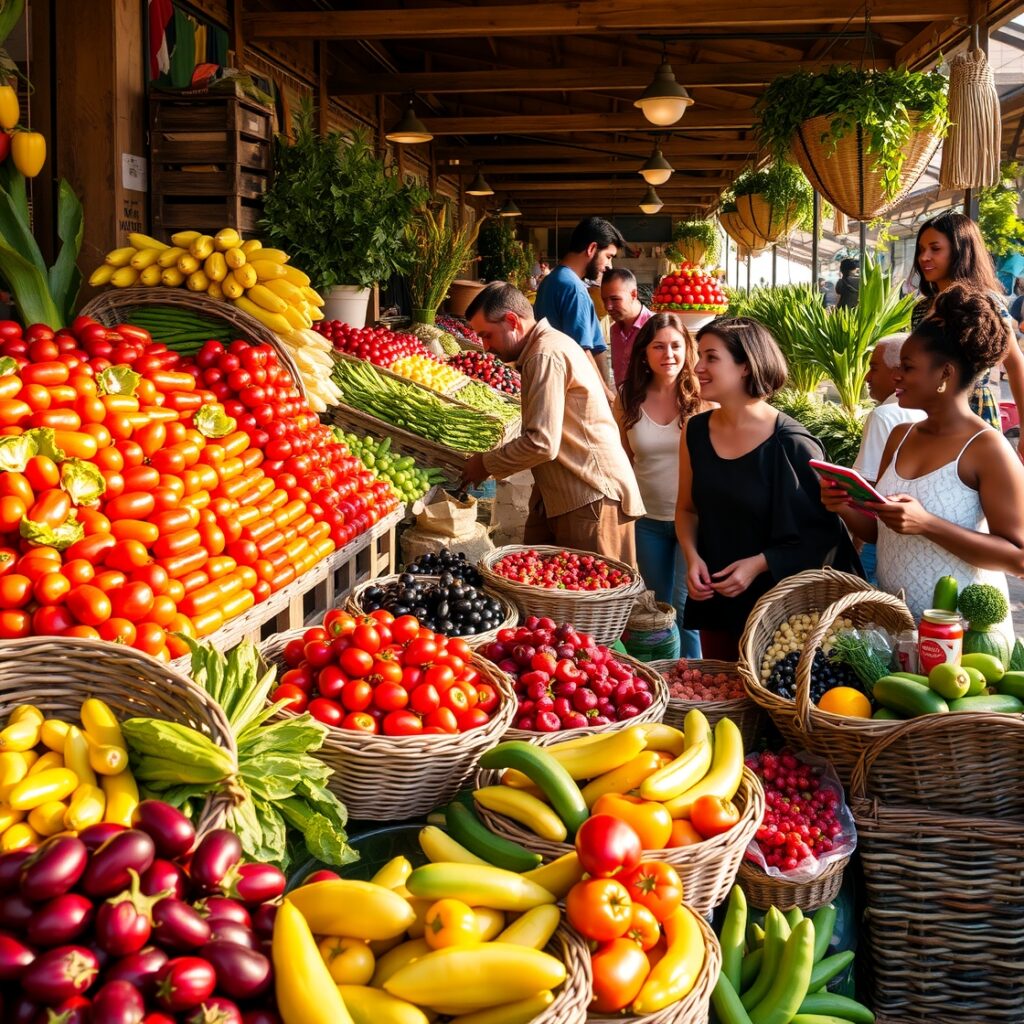 Colorful Market Fresh Produce Display – free AI stock image
