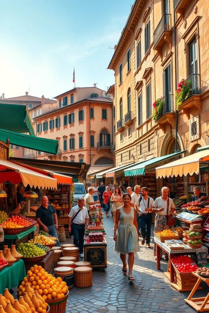 Colorful Market in a European City – free AI stock image