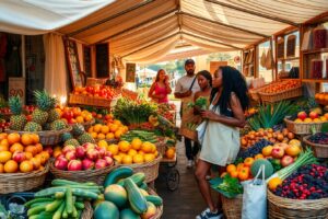 Colorful Market Spread of Fresh Fruits – free AI stock image