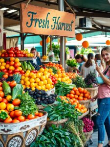 Colorful Market Stall Filled With Fresh Produce – free AI stock image
