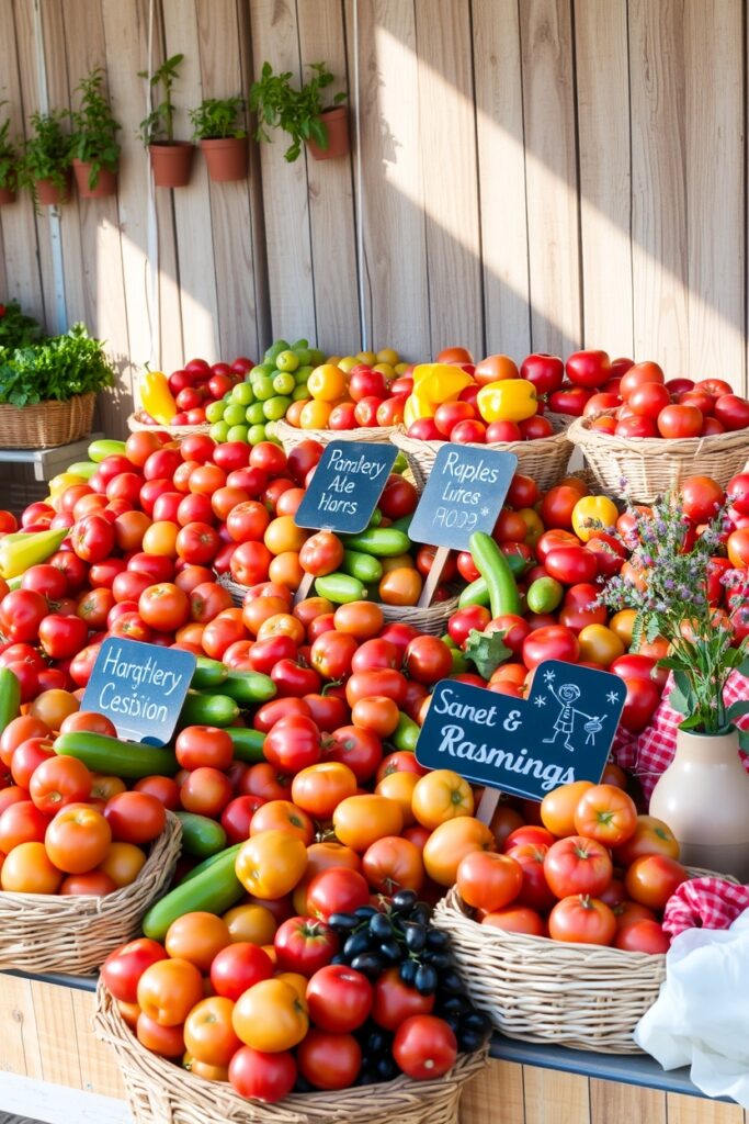 Colorful Market Stall Filled with Fresh Produce – free AI stock image