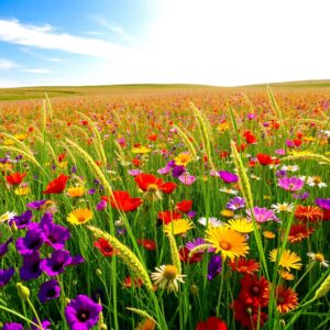 Colorful Meadow of Blooming Flowers – free AI stock image