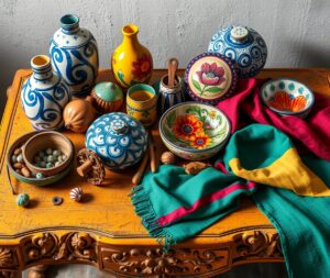 Colorful Objects on a Rustic Table – free AI stock image