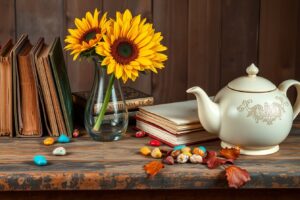 Colorful Objects on a Rustic Table – free AI stock image