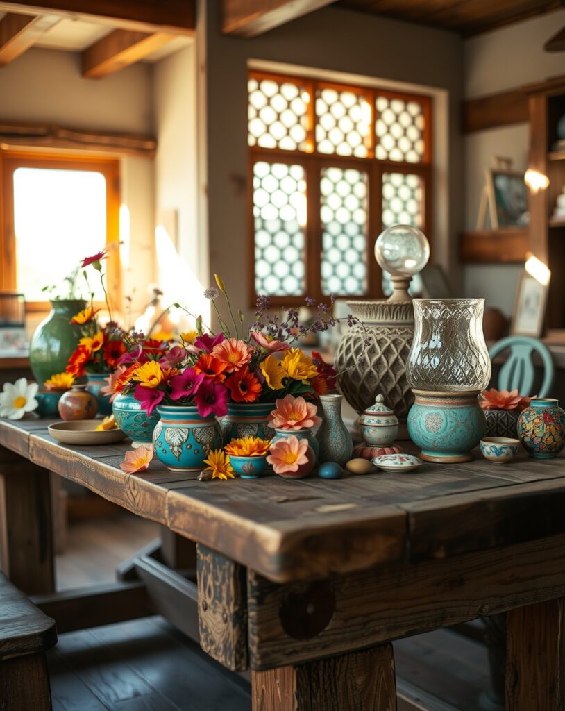 Colorful Objects on a Rustic Table – free AI stock image