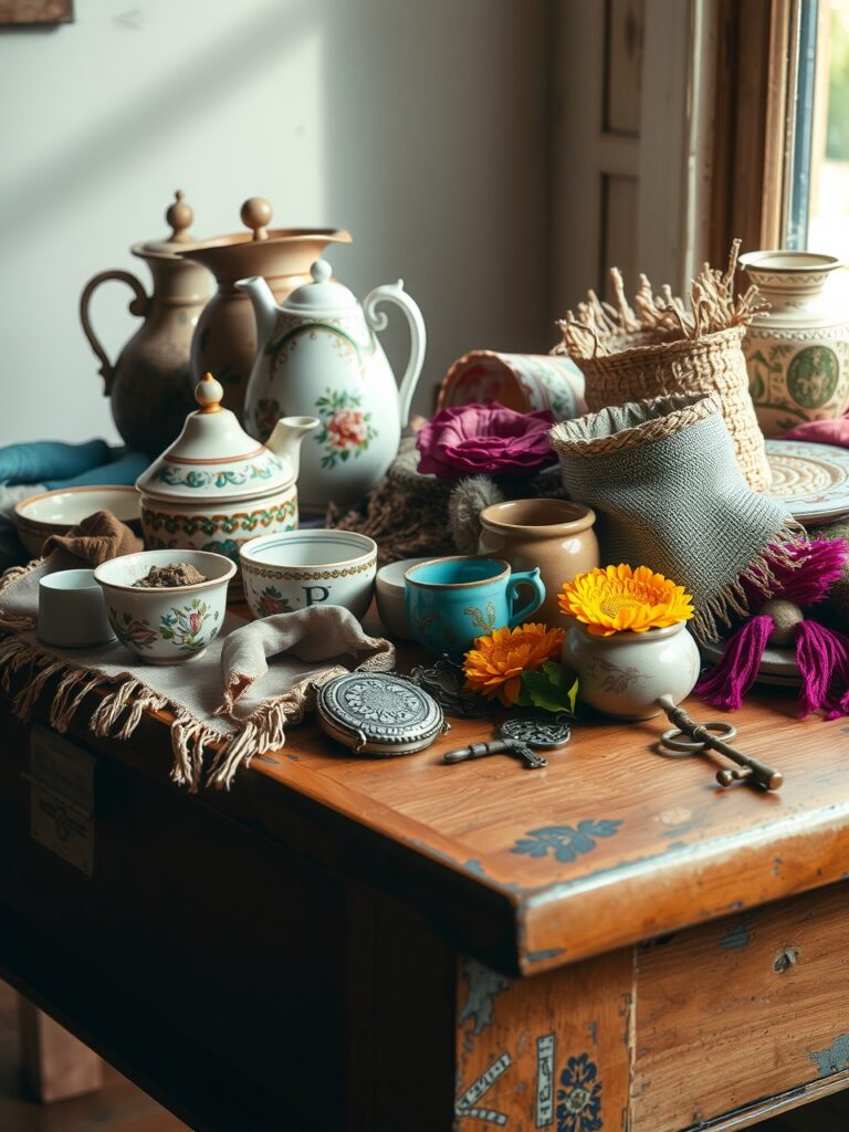 Colorful Objects on a Rustic Table – free AI stock image