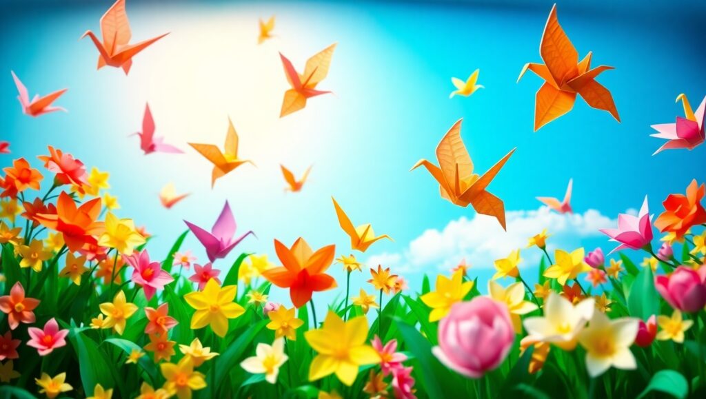 Colorful Origami Landscape – free AI stock image