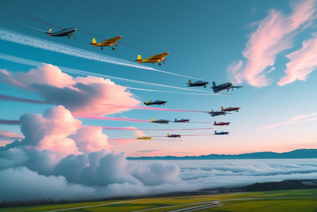 Colorful Planes in a Spring – free AI stock image