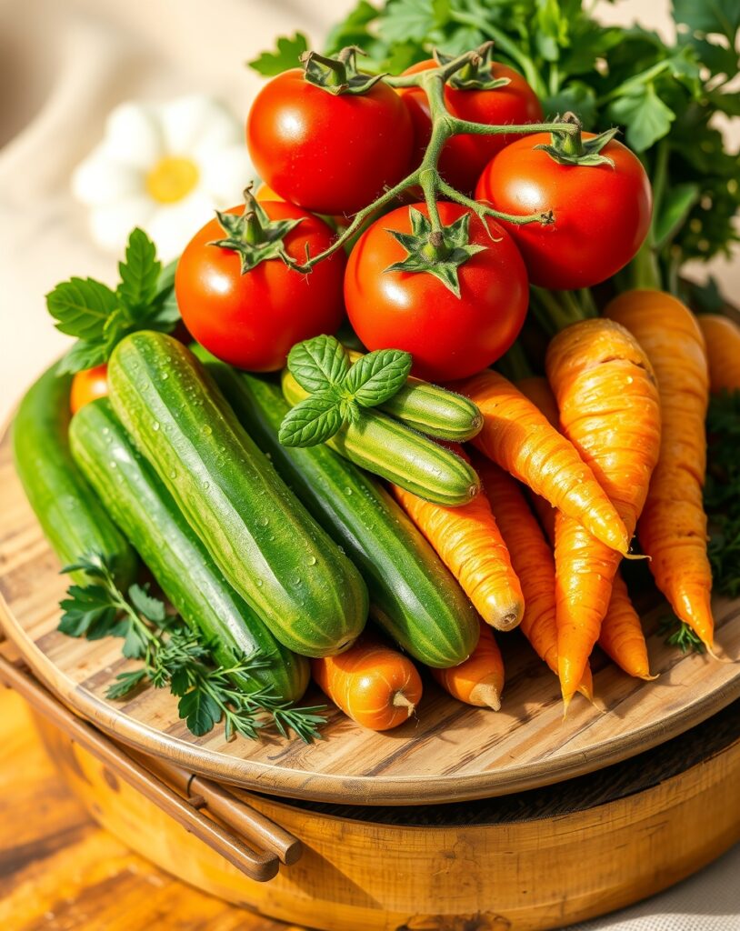 A Colorful Plate of Fresh Vegetables – free AI stock image
