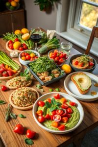 Colorful Spread of Delicious Vegan Dishes – free AI stock image