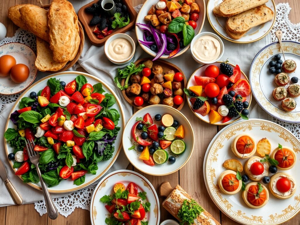 Colorful Spread of Fresh-Prepared Dishes – free AI stock image