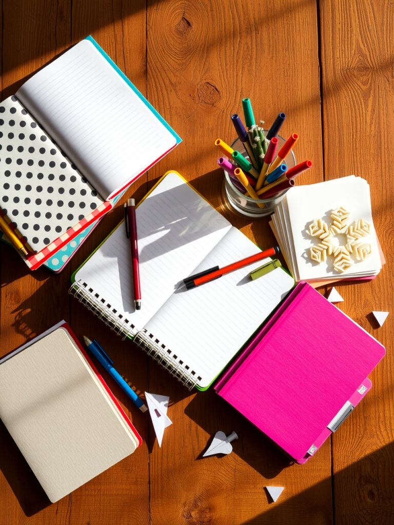 Colorful Stationery on a Wooden Desk – free AI stock image