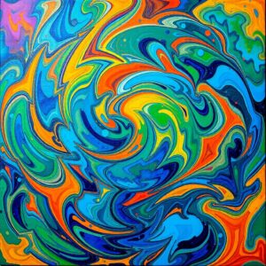 Colorful Swirls and Geometric Shapes – free AI stock image