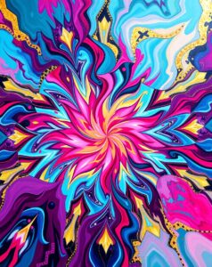 Colorful Swirls and Geometric Shapes Collide – free AI stock image