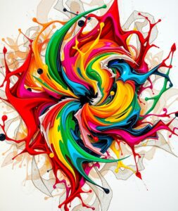 Colorful Swirls and Geometric Shapes Interplay – free AI stock image
