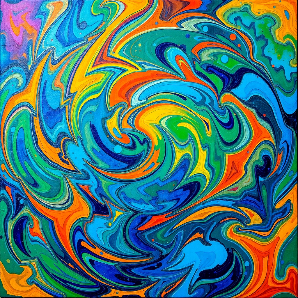 Colorful Swirls and Geometric Shapes – free AI stock image