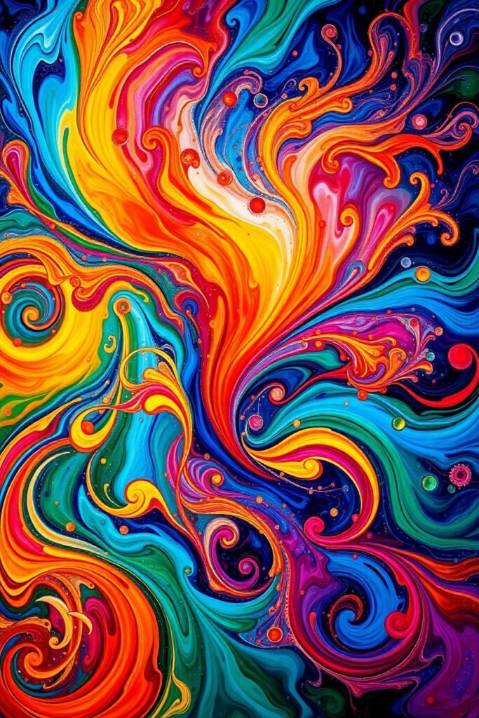 Colorful Swirls of Expressions in Motion – free AI stock image